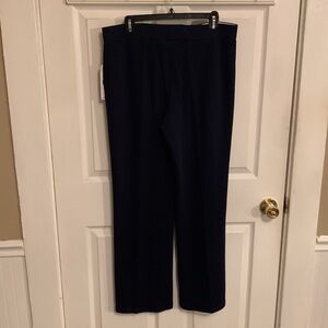 Lauren By Ralph Lauren Women Cotton Pull On Pants Size L Navy Blue Tight Knit
